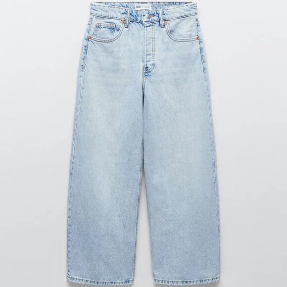 ZARA LIGHT BLUE HIGH RISE JEANS - Picture 2 of 5